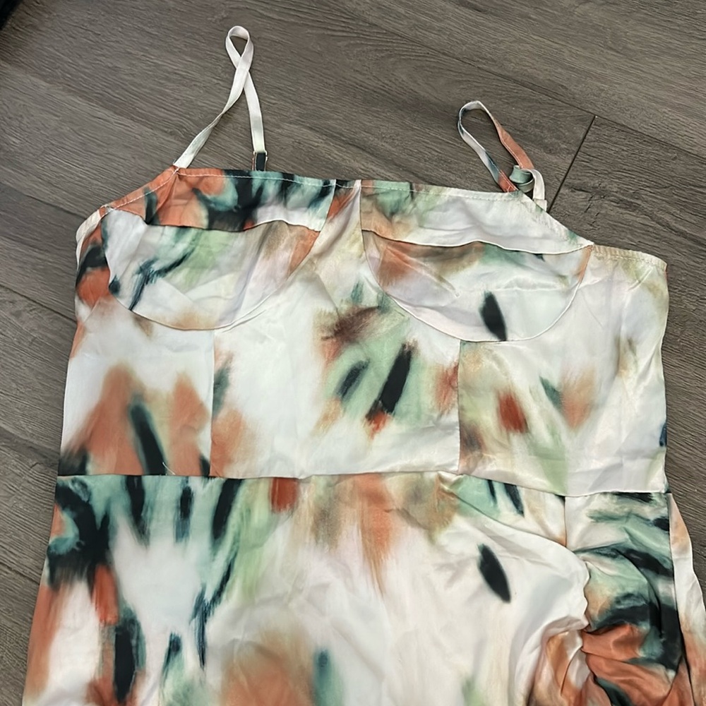 Beautiful silk dress high slit on side thigh